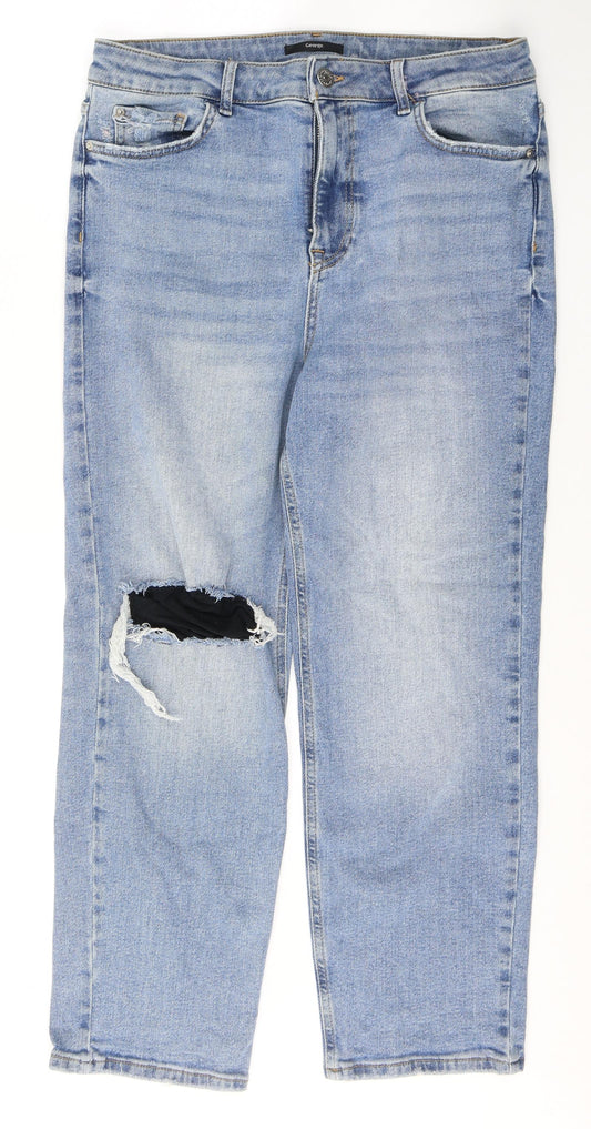 George Womens Blue  Cotton Mom Jeans Size 34 L28 in Regular Button