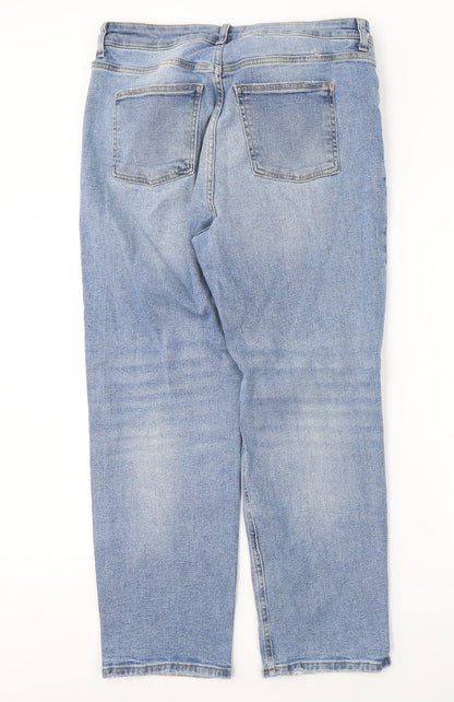 George Womens Blue  Cotton Mom Jeans Size 34 L28 in Regular Button