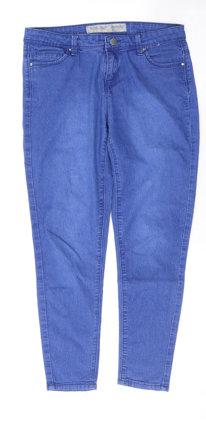 Denim & Co. Womens Blue  Cotton Skinny Jeans Size 12 L26 in Regular Button