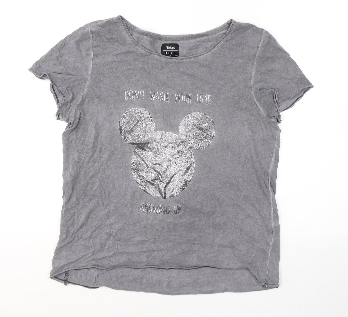 Womens UK Size XS Disney Grey Basic T-Shirt