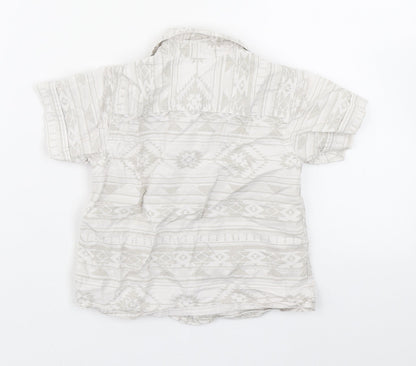 Matalan Boys Beige Fair Isle 100% Cotton Basic Button-Up Size 12-18 Months Collared Button