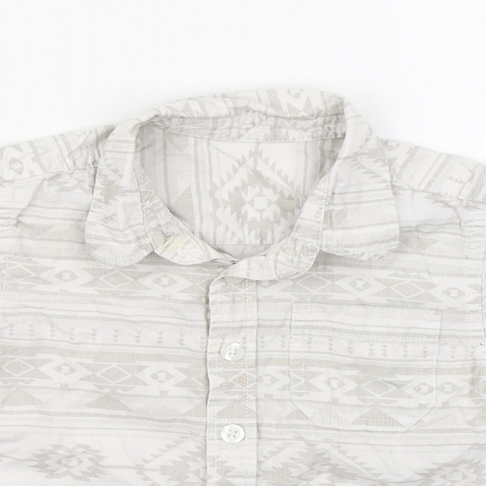 Matalan Boys Beige Fair Isle 100% Cotton Basic Button-Up Size 12-18 Months Collared Button