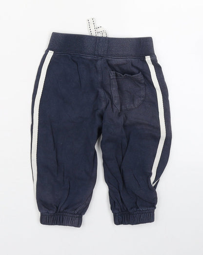 George Boys Blue  100% Cotton Jogger Trousers Size 12-18 Months