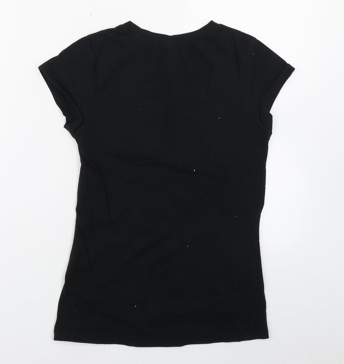 Sport 600 Girls Black  Cotton Basic T-Shirt Size 8-9 Years Round Neck Pullover