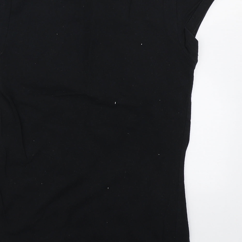 Sport 600 Girls Black  Cotton Basic T-Shirt Size 8-9 Years Round Neck Pullover