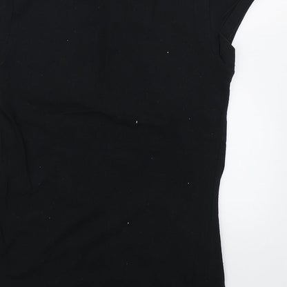 Sport 600 Girls Black  Cotton Basic T-Shirt Size 8-9 Years Round Neck Pullover