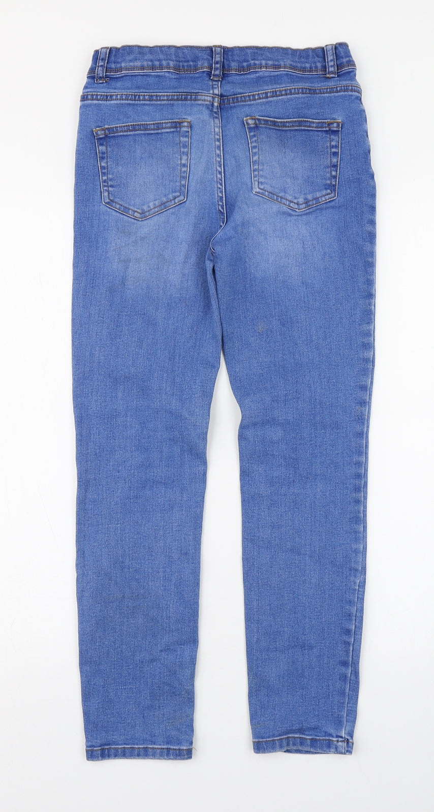 Denim & Co. Girls Blue  Cotton Straight Jeans Size 10-11 Years  Regular Zip