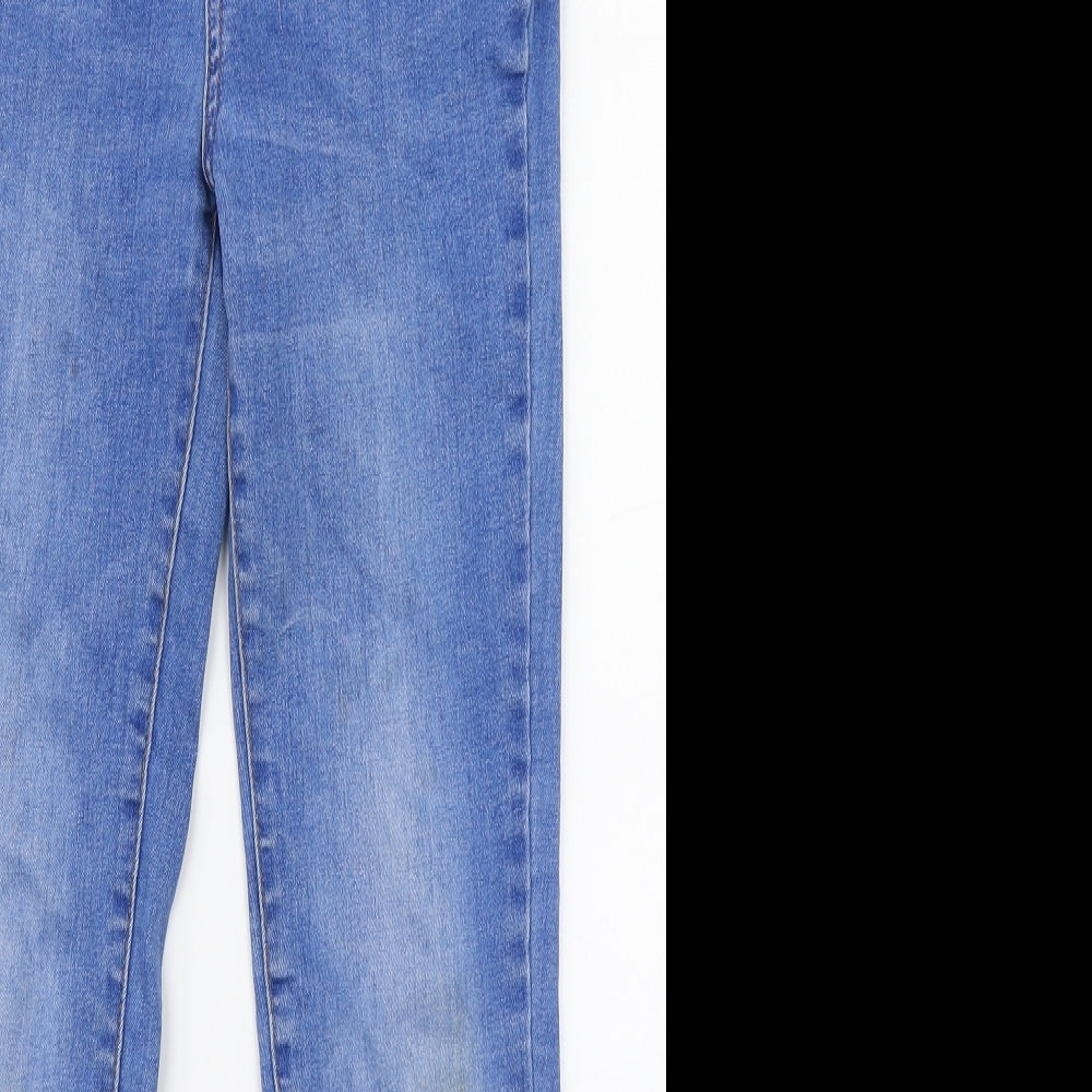Denim & Co. Girls Blue  Cotton Straight Jeans Size 10-11 Years  Regular Zip