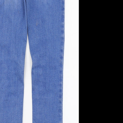 Denim & Co. Girls Blue  Cotton Straight Jeans Size 10-11 Years  Regular Zip