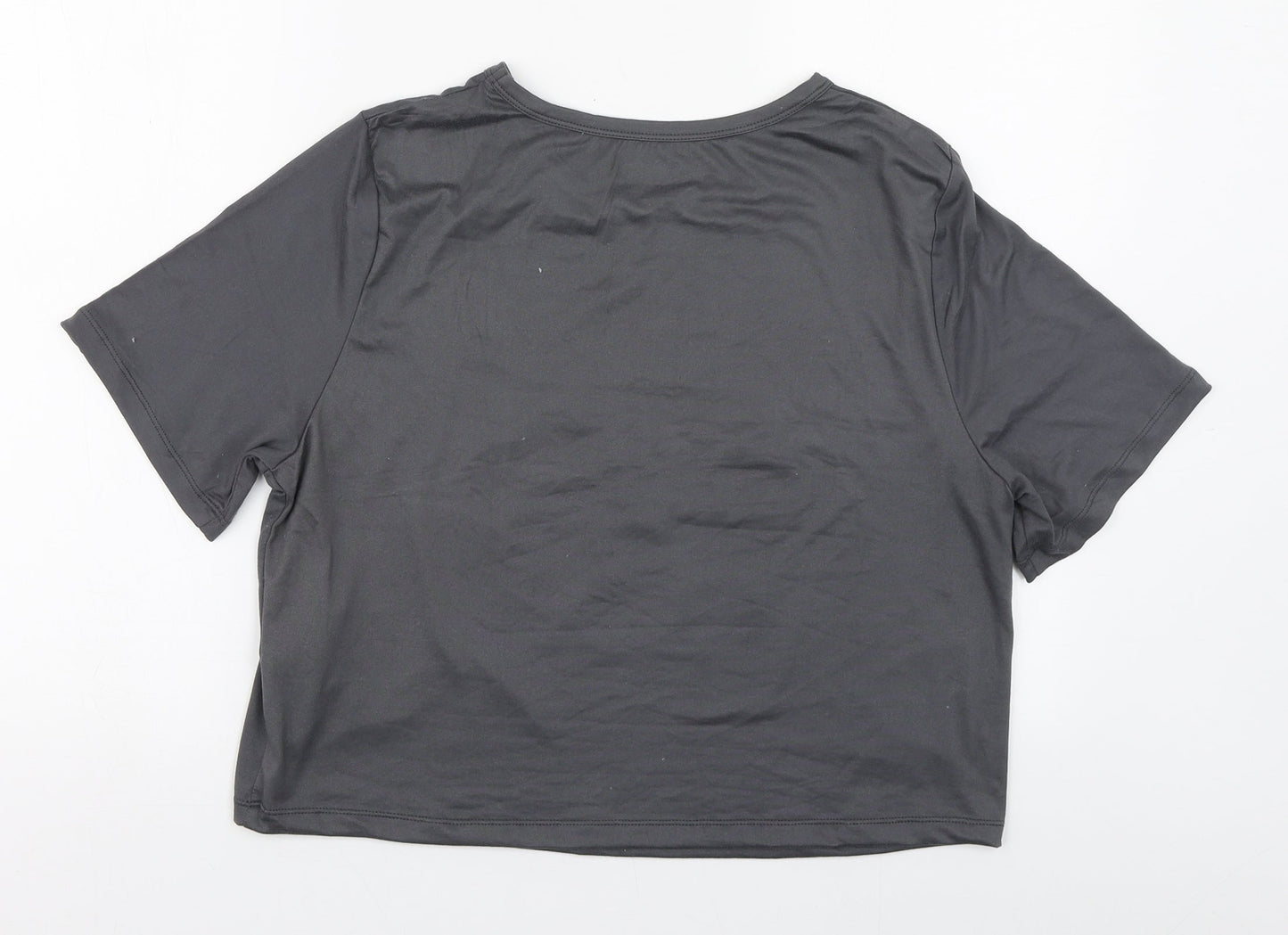 Primark Womens Grey  Cotton Basic T-Shirt Size L Boat Neck