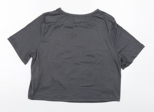 Primark Womens Grey  Cotton Basic T-Shirt Size L Boat Neck
