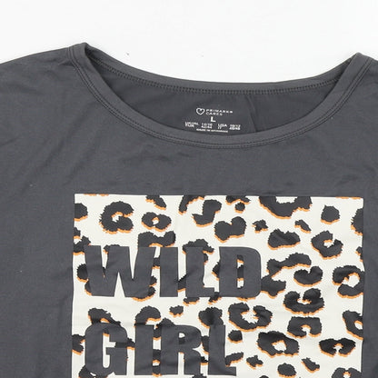 Primark Womens Grey  Cotton Basic T-Shirt Size L Boat Neck