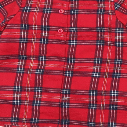 Primark Girls Red Plaid Polyester Fit & Flare  Size 3-6 Months  Round Neck