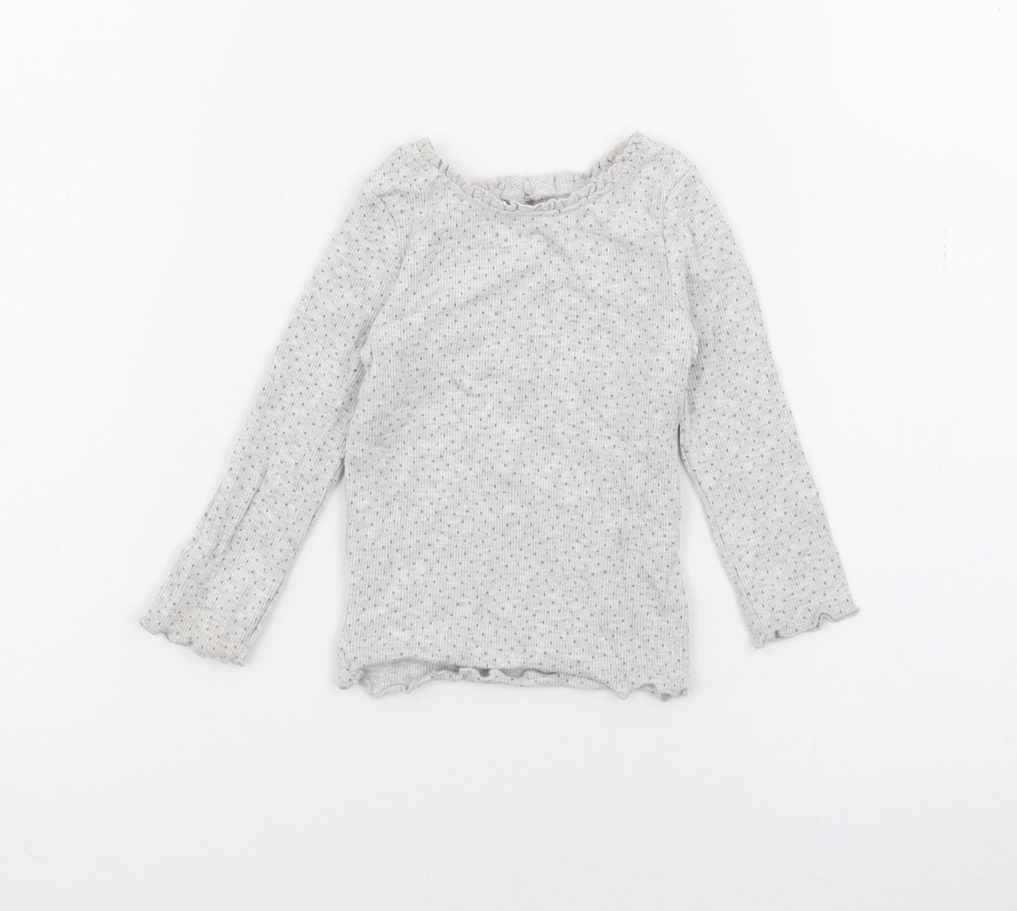 Dunnes Girls Grey Polka Dot Cotton Pullover Jumper Size 6-9 Months