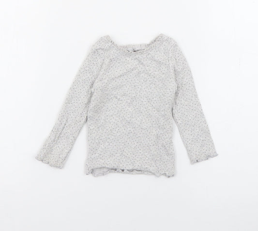 Dunnes Girls Grey Polka Dot Cotton Pullover Jumper Size 6-9 Months