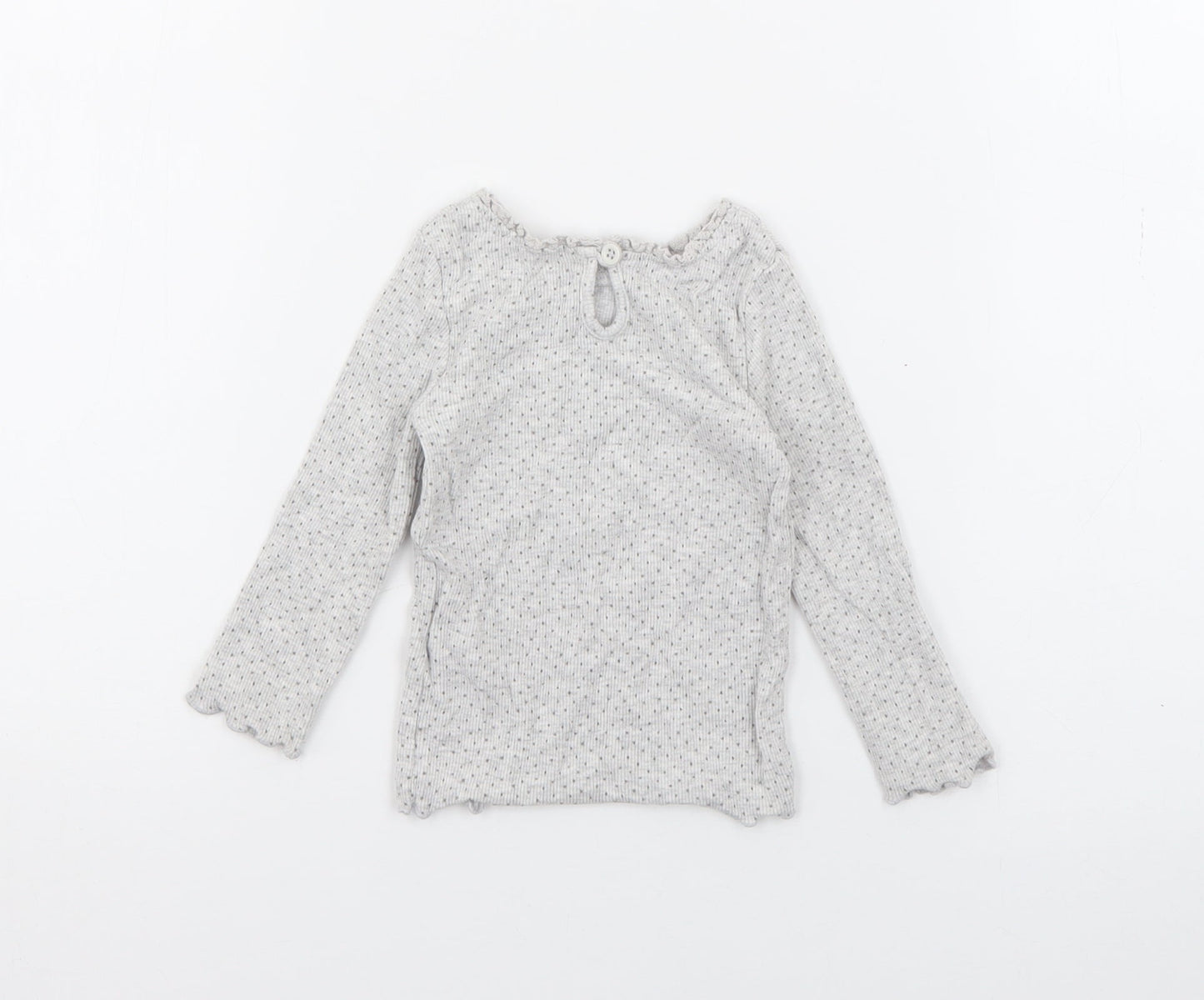 Dunnes Girls Grey Polka Dot Cotton Pullover Jumper Size 6-9 Months