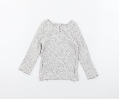 Dunnes Girls Grey Polka Dot Cotton Pullover Jumper Size 6-9 Months