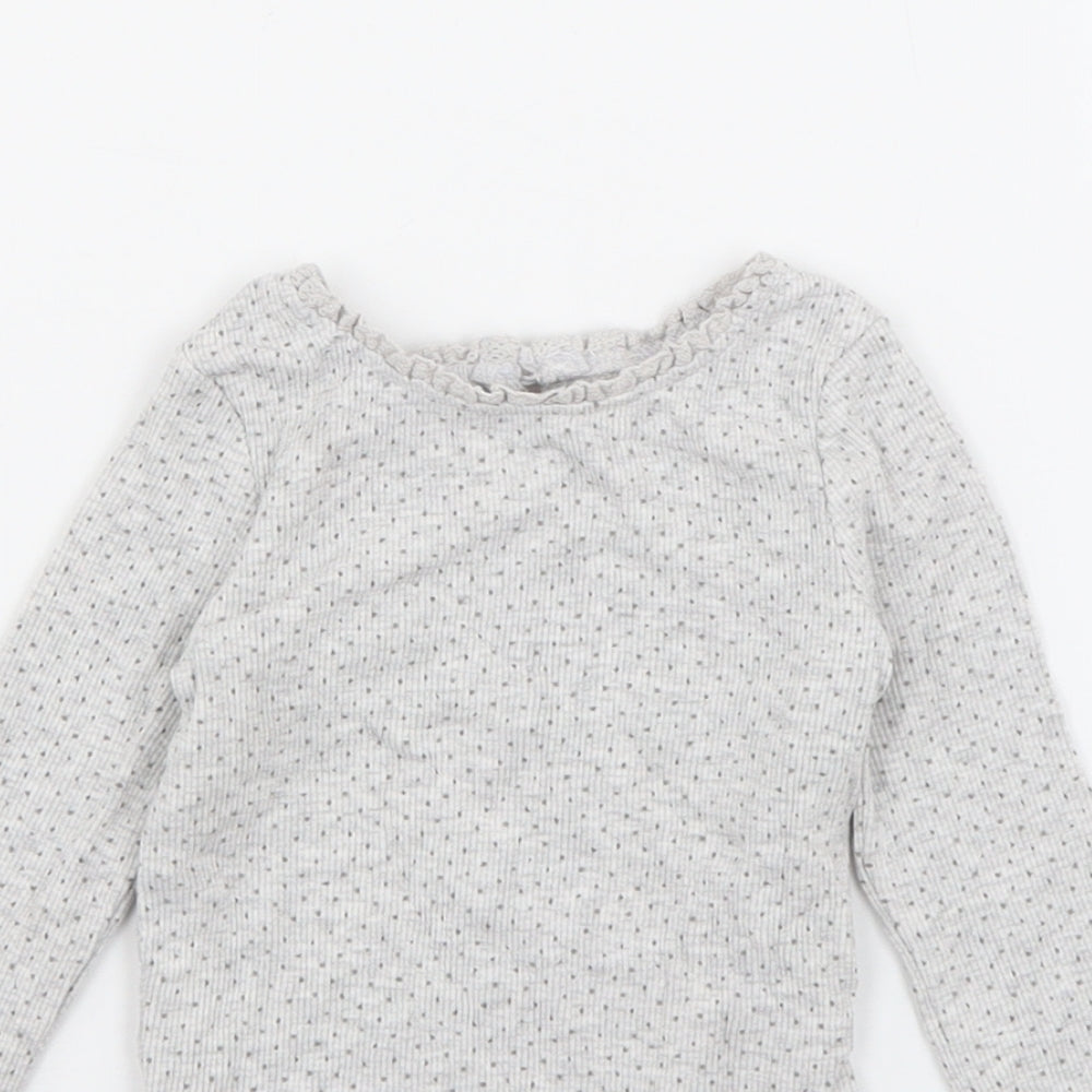 Dunnes Girls Grey Polka Dot Cotton Pullover Jumper Size 6-9 Months