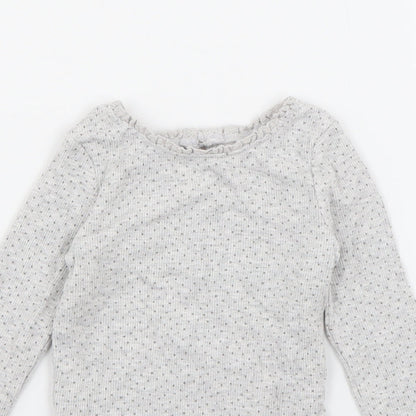 Dunnes Girls Grey Polka Dot Cotton Pullover Jumper Size 6-9 Months
