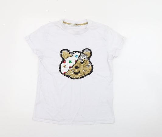 George Womens White  Cotton Basic T-Shirt Size XS Crew Neck - Pudsey