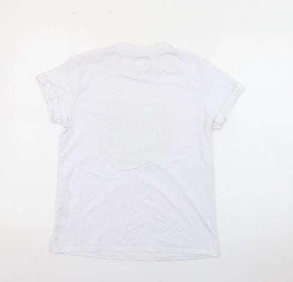 George Womens White  Cotton Basic T-Shirt Size XS Crew Neck - Pudsey