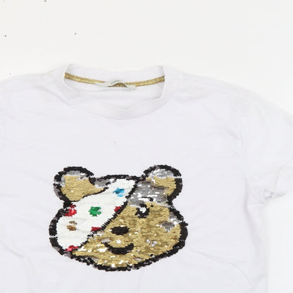 George Womens White  Cotton Basic T-Shirt Size XS Crew Neck - Pudsey