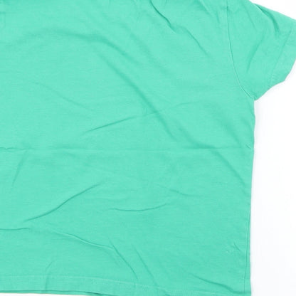 Primark Boys Green  Cotton Basic T-Shirt Size 5-6 Years Crew Neck