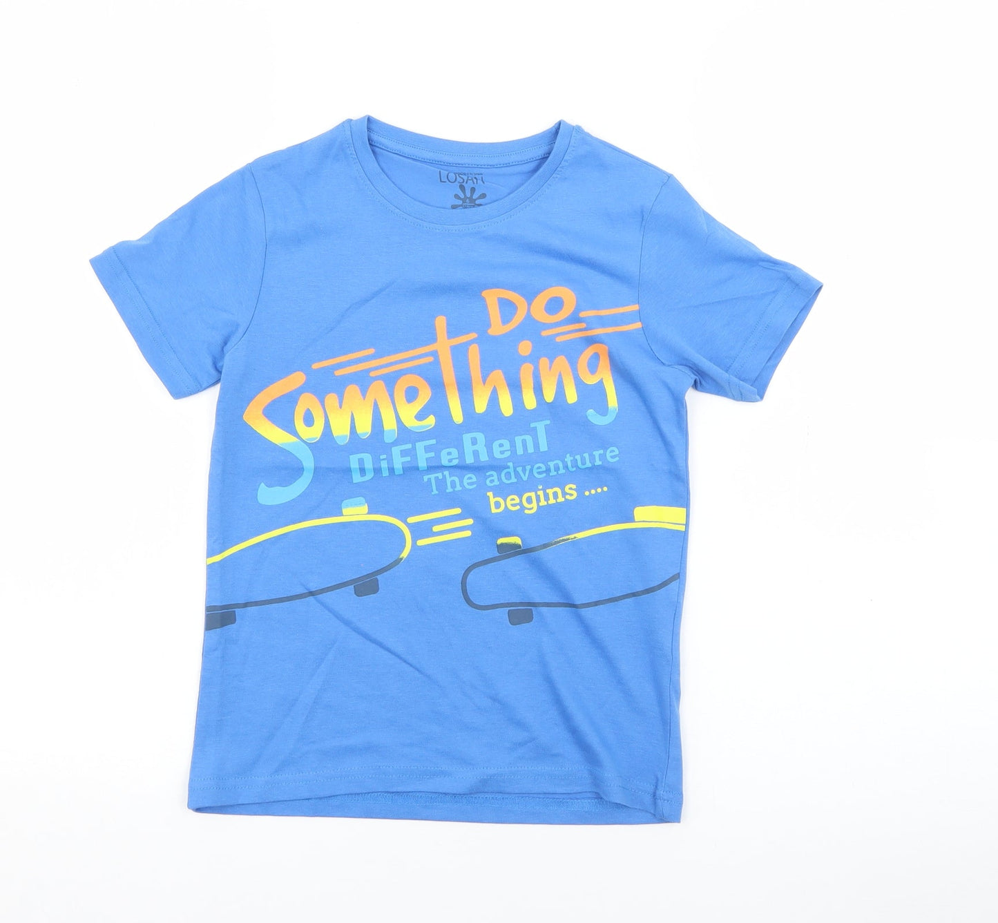 Losan Boys Blue  Cotton Basic T-Shirt Size 6 Years Crew Neck  - Skate