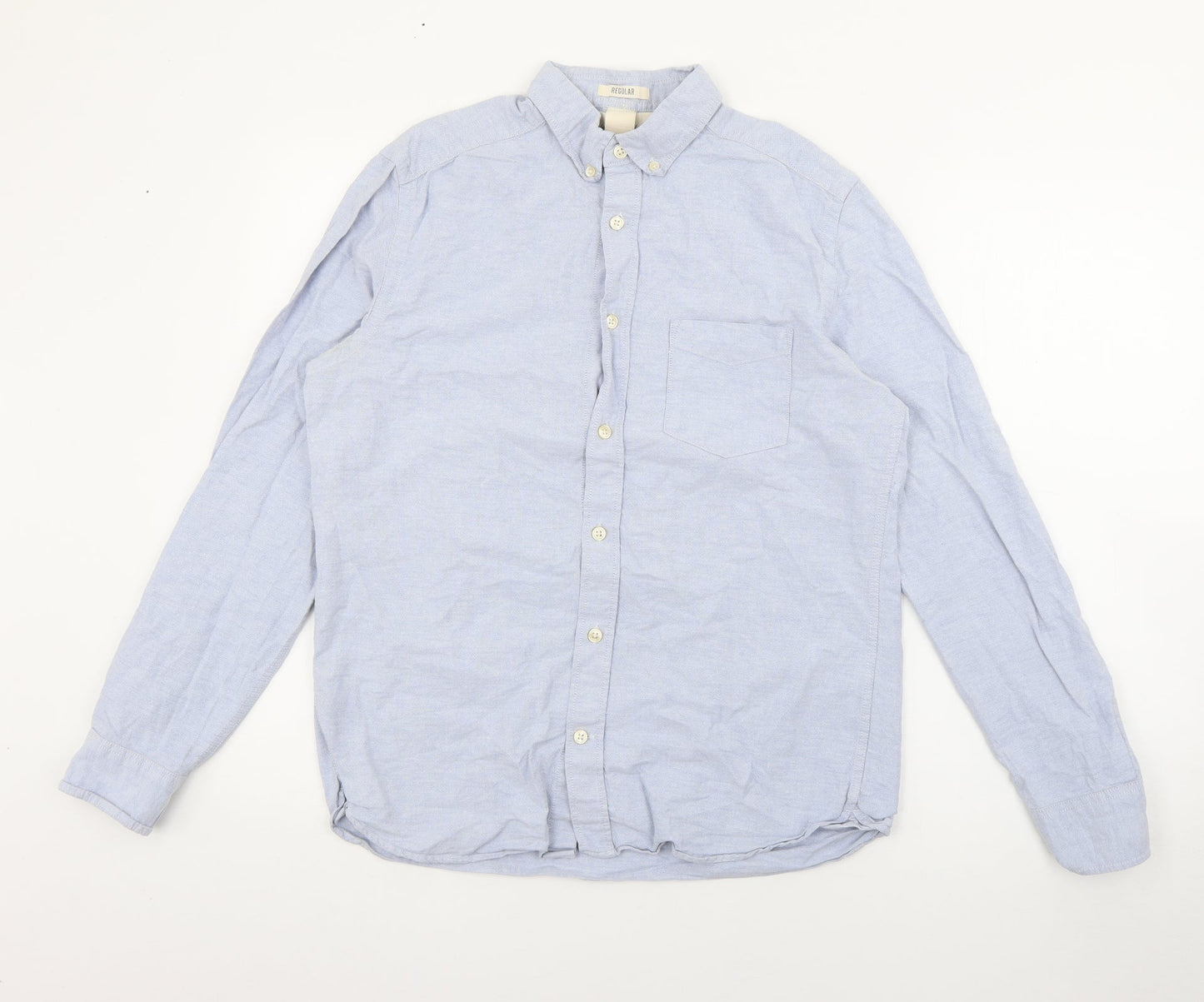 Mens UK Size S H&M Blue  Button-Up Long Sleeve Casual Shirt