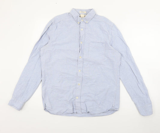 Mens UK Size S H&M Blue  Button-Up Long Sleeve Casual Shirt