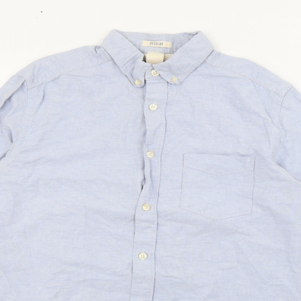 Mens UK Size S H&M Blue  Button-Up Long Sleeve Casual Shirt
