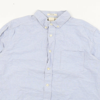 Mens UK Size S H&M Blue  Button-Up Long Sleeve Casual Shirt