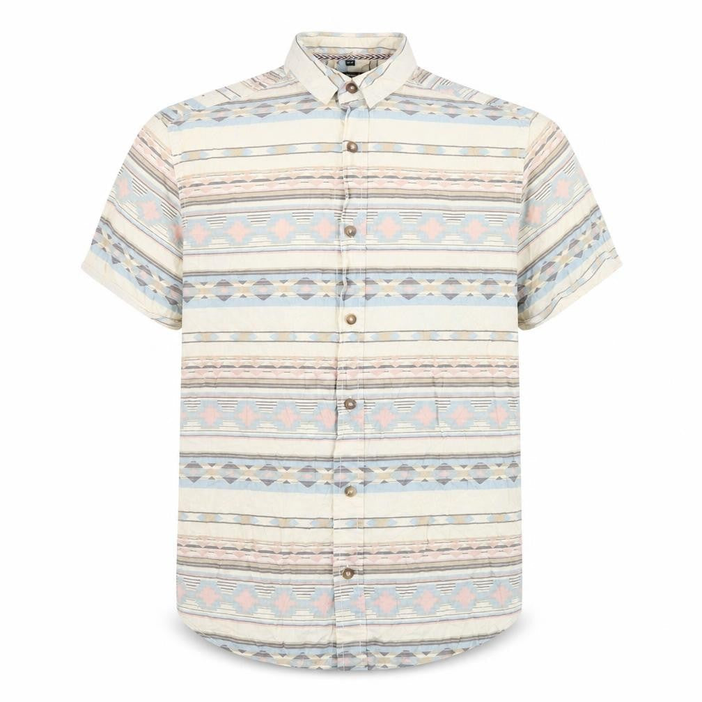 Mens UK Size S Twisted Soul Beige  Button-Up Short Sleeve Casual Shirt