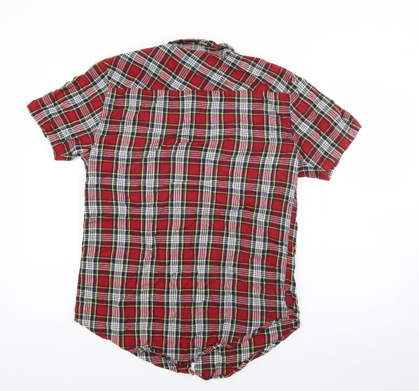 Soul Star Mens Red Plaid Cotton  Button-Up Size M Collared Button