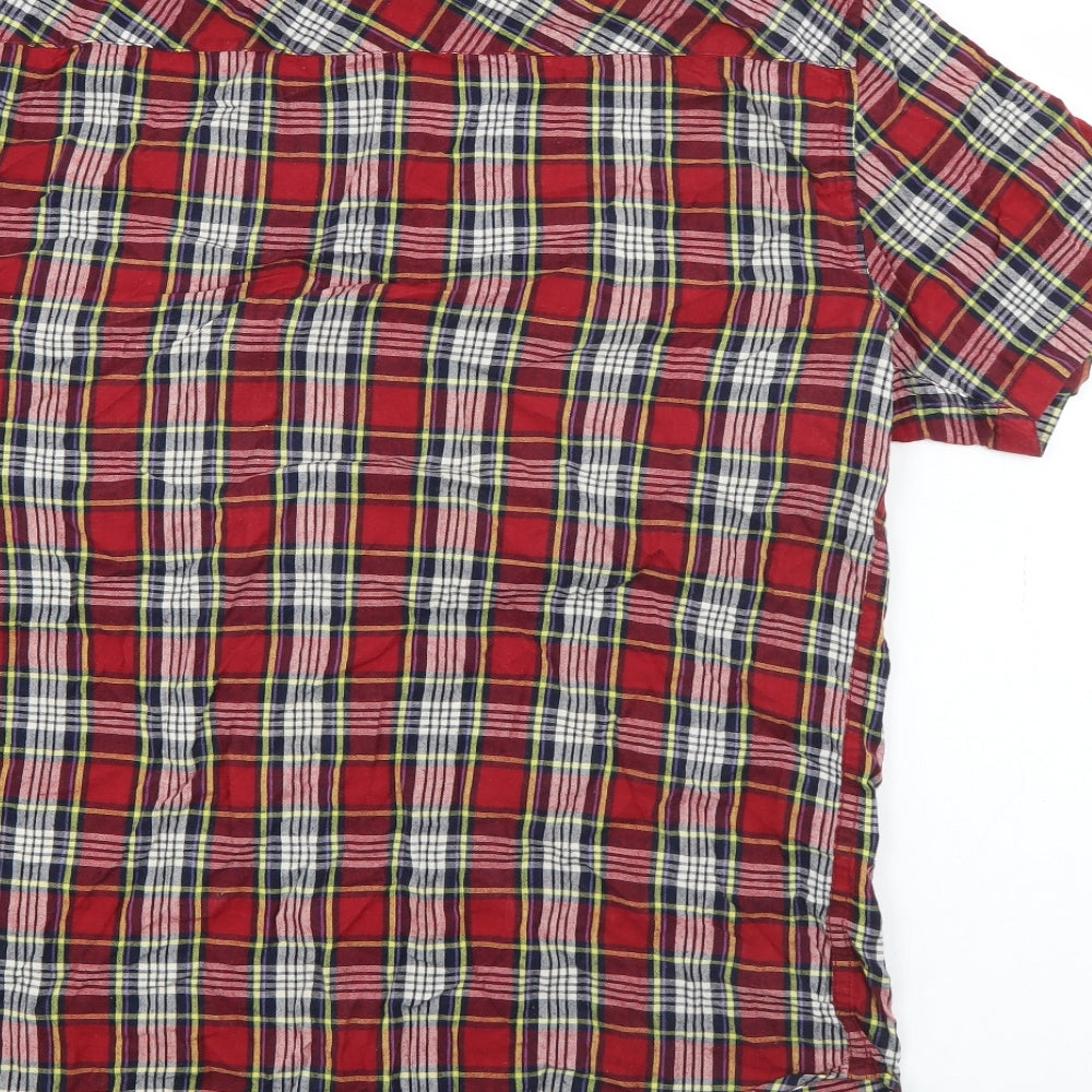 Soul Star Mens Red Plaid Cotton  Button-Up Size M Collared Button