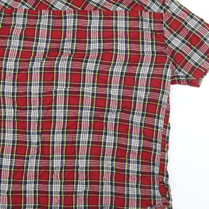 Soul Star Mens Red Plaid Cotton  Button-Up Size M Collared Button