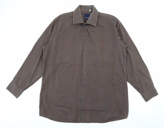 Mens UK Size 45 Jousipaita Brown  Button-Up Long Sleeve Casual Shirt