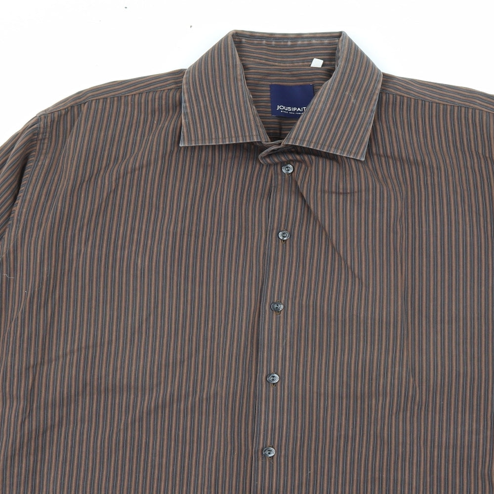 Mens UK Size 45 Jousipaita Brown  Button-Up Long Sleeve Casual Shirt