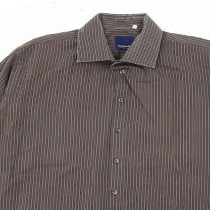Mens UK Size 45 Jousipaita Brown  Button-Up Long Sleeve Casual Shirt