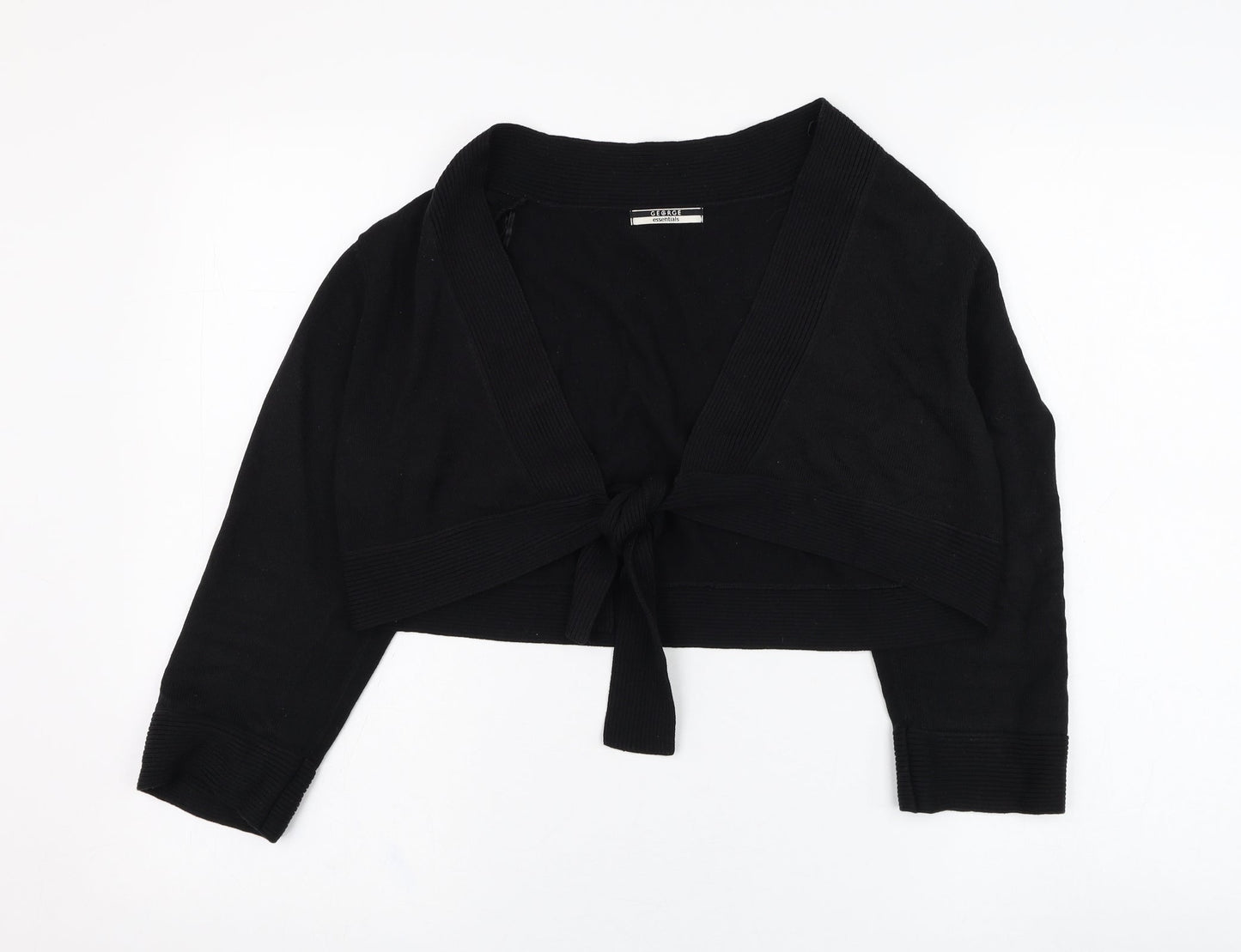 George Womens Black Square Neck  Acrylic Cardigan Jumper Size 16