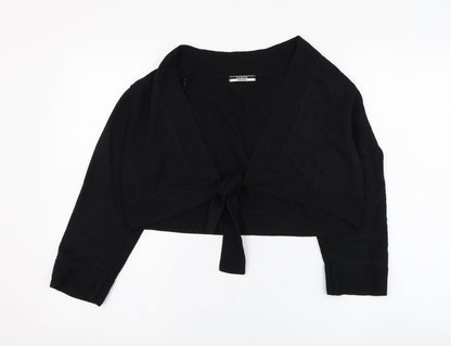 George Womens Black Square Neck  Acrylic Cardigan Jumper Size 16