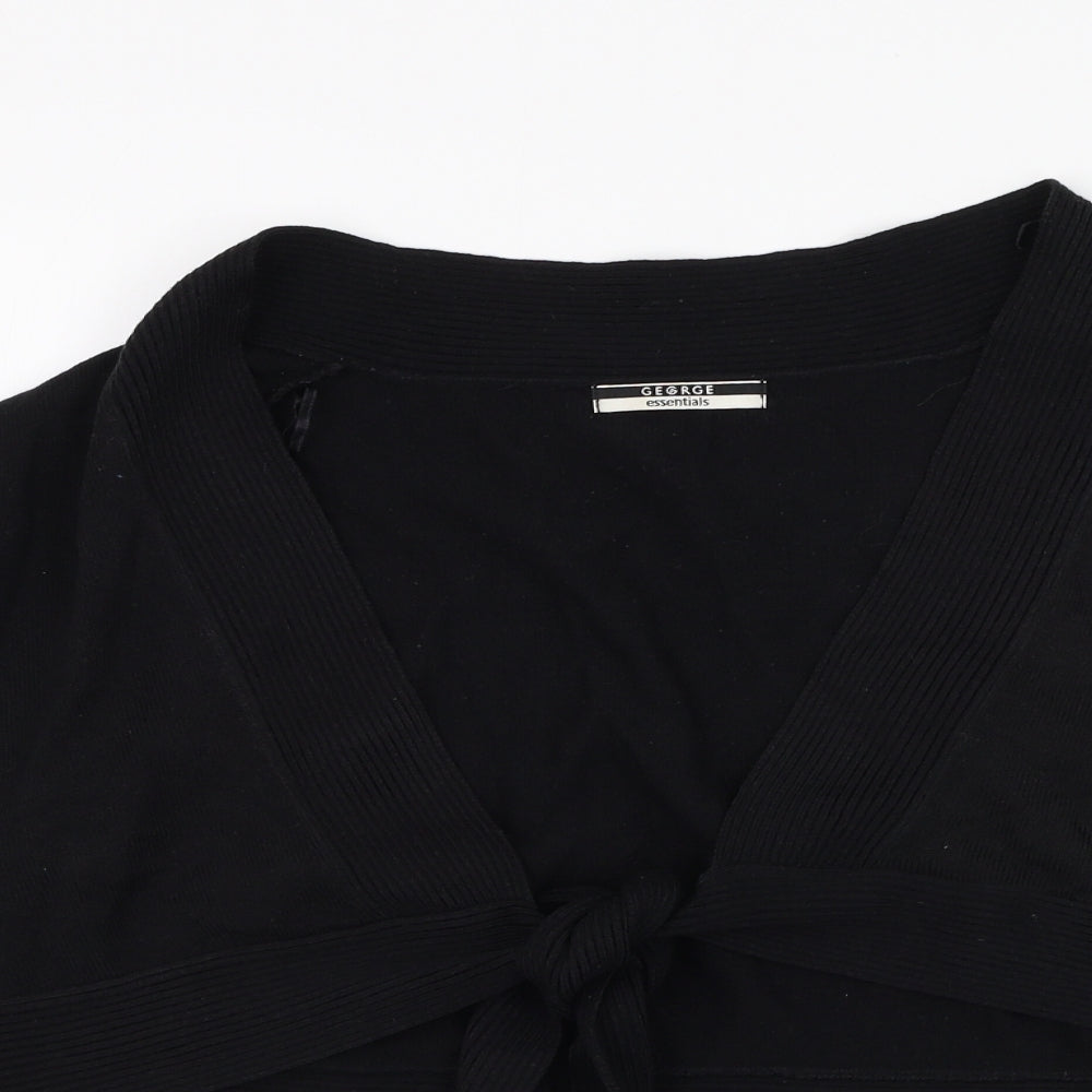 George Womens Black Square Neck  Acrylic Cardigan Jumper Size 16