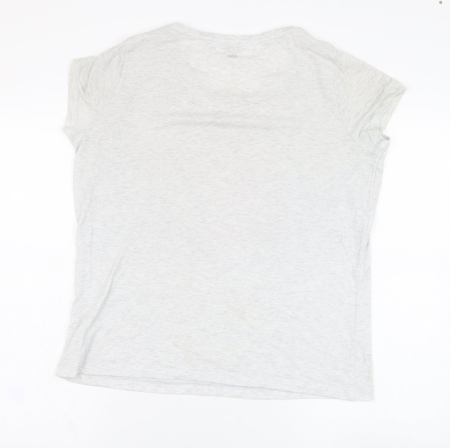 F&F Womens Grey  Cotton Basic T-Shirt Size 12 Round Neck - Slogan