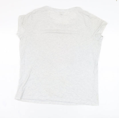 F&F Womens Grey  Cotton Basic T-Shirt Size 12 Round Neck - Slogan