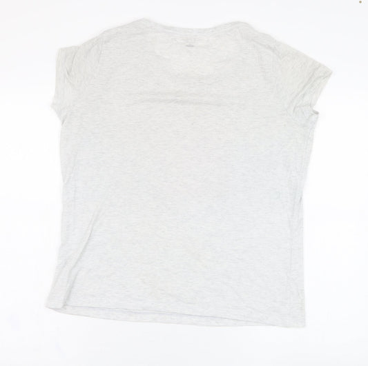 F&F Womens Grey  Cotton Basic T-Shirt Size 12 Round Neck - Slogan