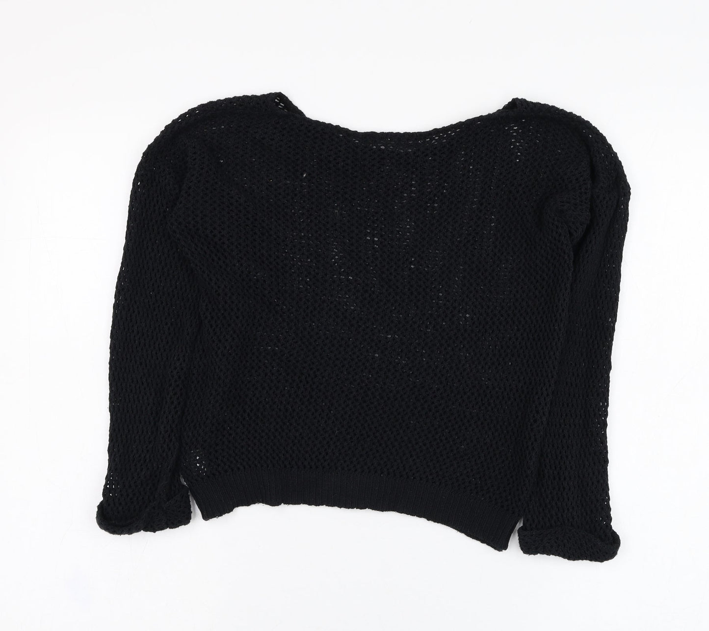 Miss Gorgeous Womens Black Round Neck  Cotton Pullover Jumper Size S