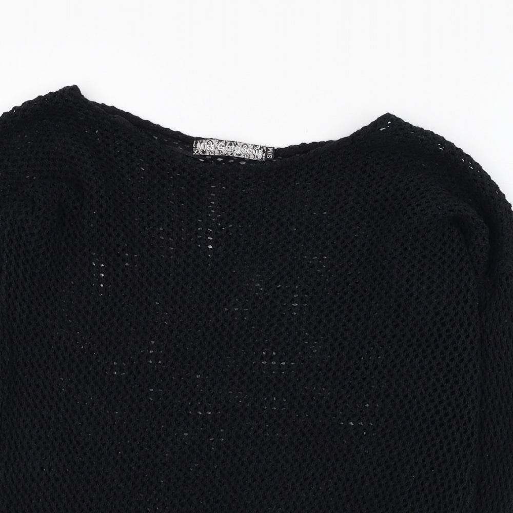 Miss Gorgeous Womens Black Round Neck  Cotton Pullover Jumper Size S