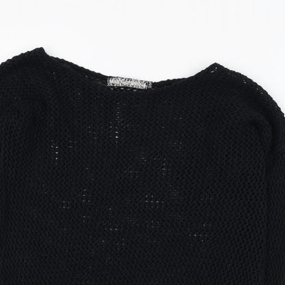 Miss Gorgeous Womens Black Round Neck  Cotton Pullover Jumper Size S