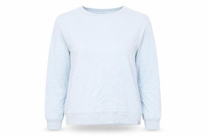 Front view of F&F women’s blue viscose pullover sweatshirt, size UK 10, pullover