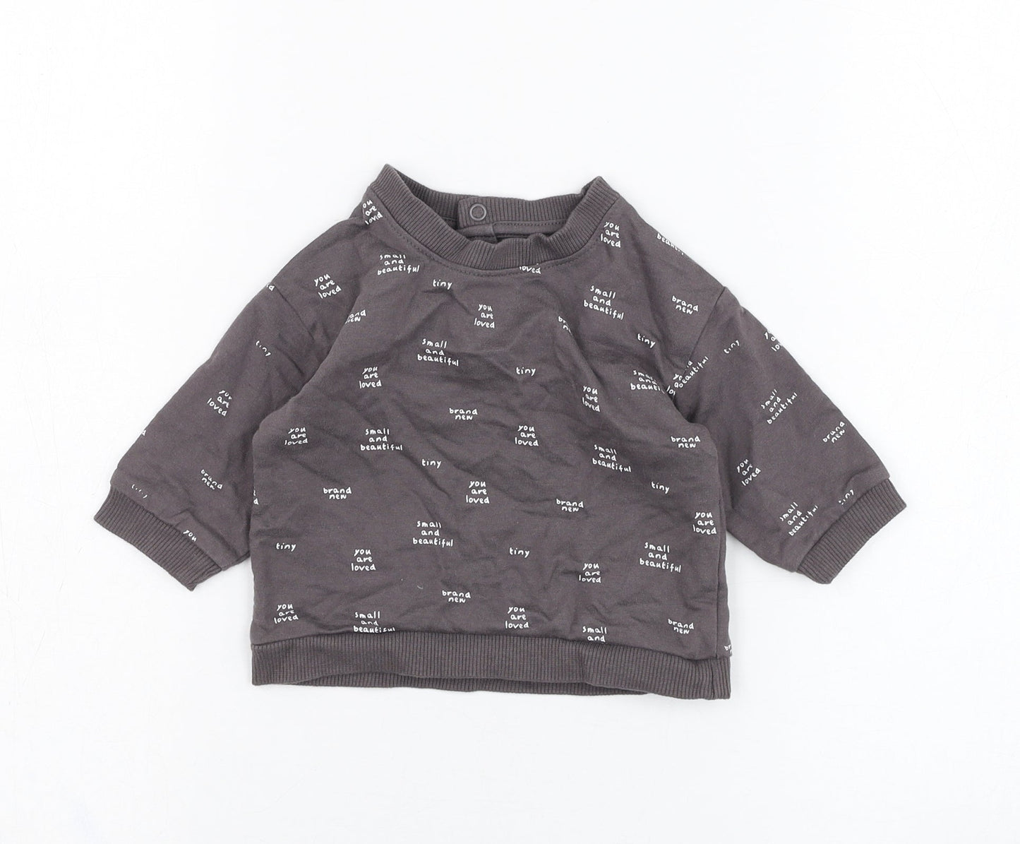 Mothercare Boys Grey  Cotton Pullover Jumper Size 0-3 Months  Pullover - Slogan